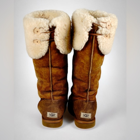 UGG Women’s Bailey Button Over-the-Knee Chestnut Sheepskin Boots Size 9 - Picture 1 of 14